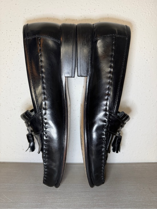 Vintage Giorgio Brutini Vegas Black Woven Leather Tassel Loafers Men\'s 9.5 W main image 10
